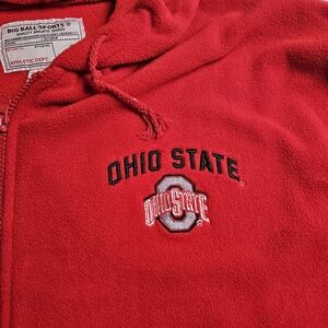 Big Ball Sports Ohio State Red Fleece Hooded Zip Up Size XL